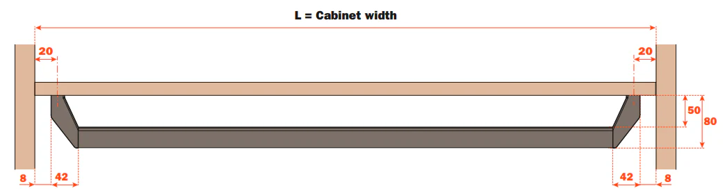 Salice Excessories Hanger Rail Angled End Supports with No Back Cover - Top Fixing - Image 5