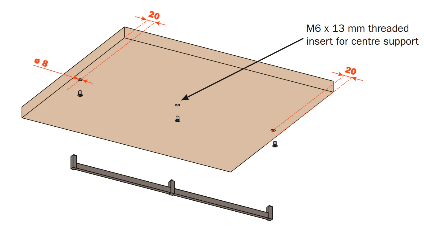 Salice Excessories Hanger Rail Centre Support to suit Straight End Supports - Image 4